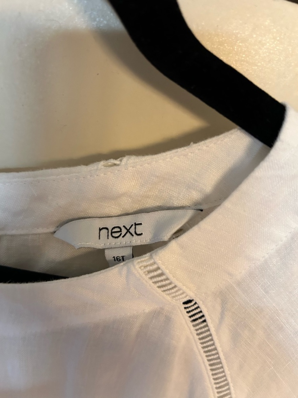 Next TALL Simple White Linen Shift Midi Dress - Picture 3 of 4